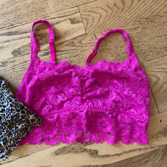 NWOT La Senza Set of 2 Lace Bralettes Bright Pink and Leopard Print Size Small - Picture 3 of 13